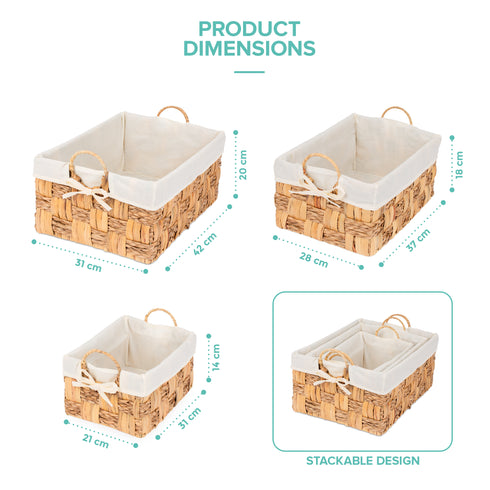 Seagrass woven baskets, Set of 3 - Natural