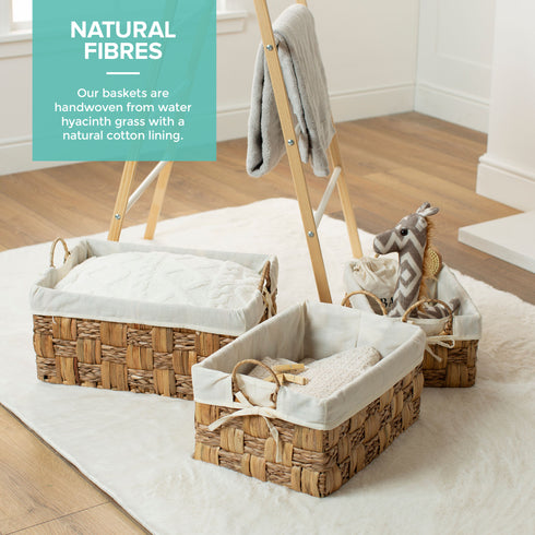 Seagrass woven baskets, Set of 3 - Natural