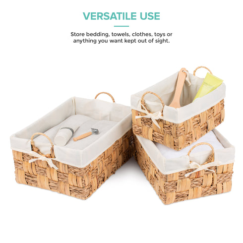 Seagrass woven baskets, Set of 3 - Natural