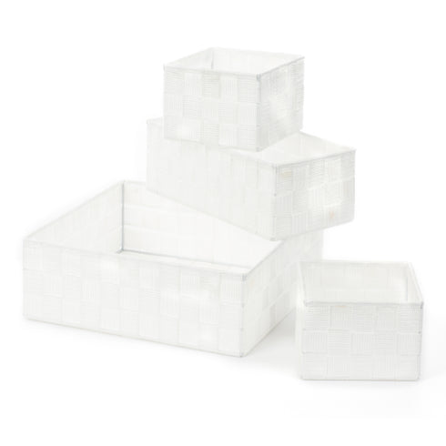 Strap Baskets, Set of 4 - Grey