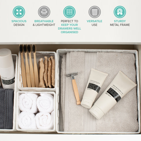 Strap Baskets, Set of 4 - Grey