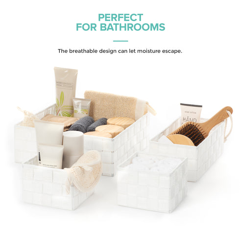 Strap Baskets, Set of 4 - Grey