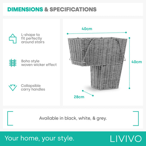 Stair Storage Basket - Grey