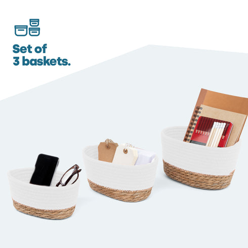 Tulla seagrass basket set - Ecru