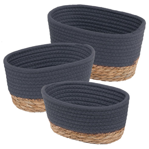 Tulla Seagrass Basket Set -Slate
