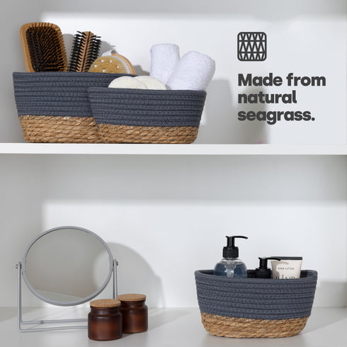 Tulla Seagrass Basket Set -Slate