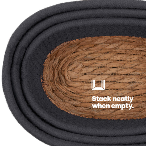 Tulla Seagrass Basket Set -Slate