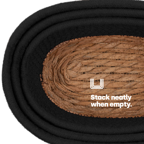 Tulla Seagrass Basket Set -Charcoal