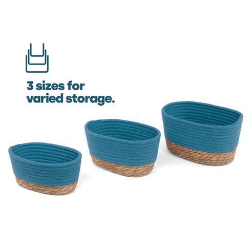 Tulla Seagrass Basket Set - Ocean