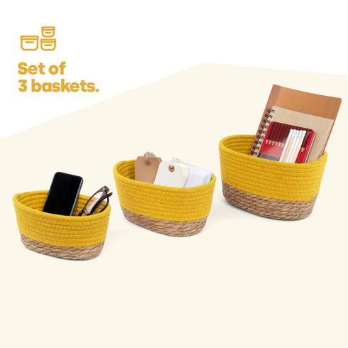 Tulla Seagrass Basket Set - Sunflower