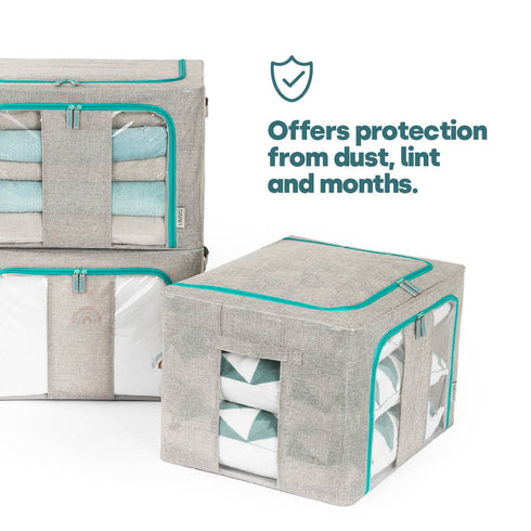 Folding Storage Bag with Metal Frame - Grey