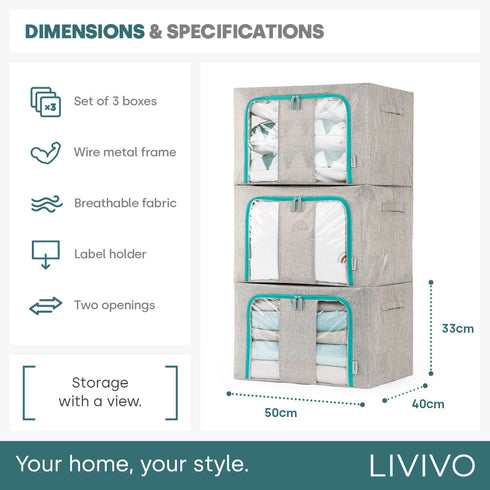 Folding Storage Bag with Metal Frame - Grey