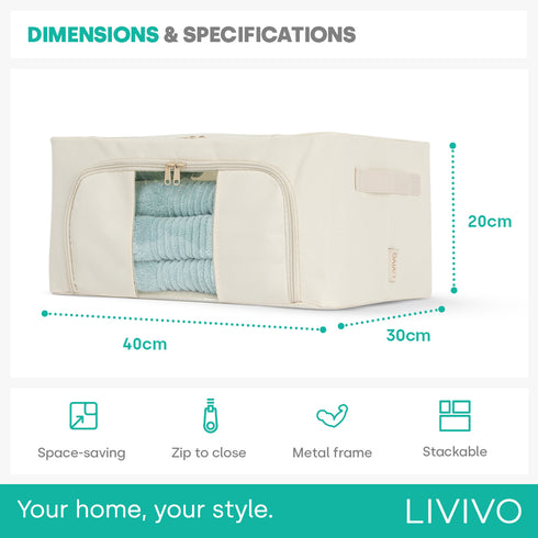 LIVIVO Foldable Storage Bags 3 Pack Large - Clear Window Steel Frame
