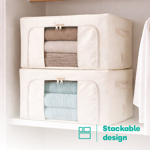 LIVIVO Foldable Storage Bags 3 Pack XL - Clear Window Steel Frame