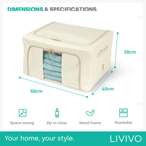 LIVIVO Foldable Storage Bags 3 Pack XL - Clear Window Steel Frame