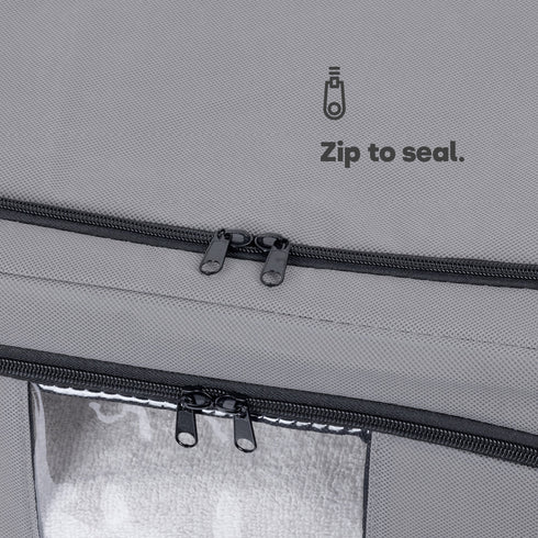 Set of 3 Large Zipping Foldable Fabric Storage Boxes