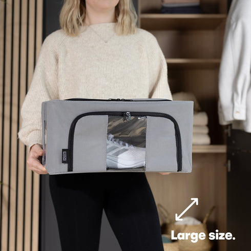 Set of 3 Large Zipping Foldable Fabric Storage Boxes