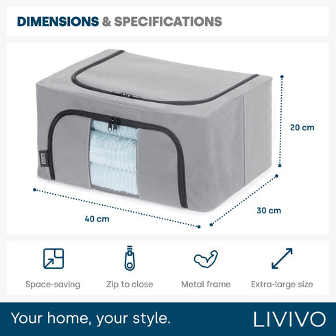 Set of 3 Large Zipping Foldable Fabric Storage Boxes