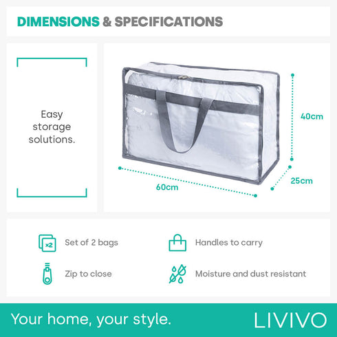 Set of 2 PVC Storage Bags - Transparent