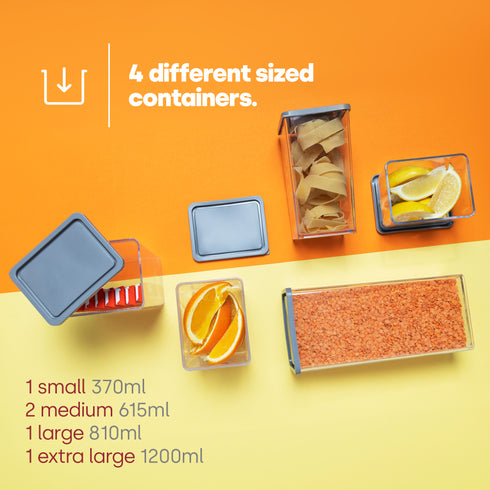 Food Storage Containers Set of 5 - Grey