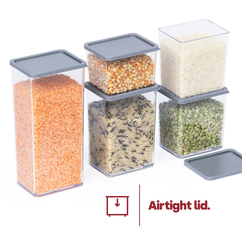 Food Storage Containers Set of 5 - Grey