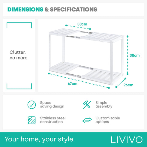 Under Sink Storage Shelf - White