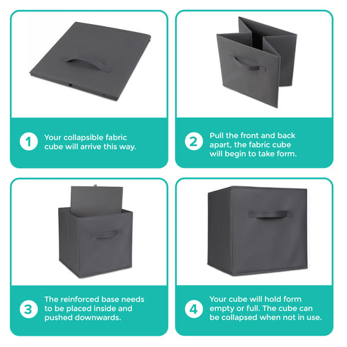 Foldable Storage Cubes Set of 6 - Grey
