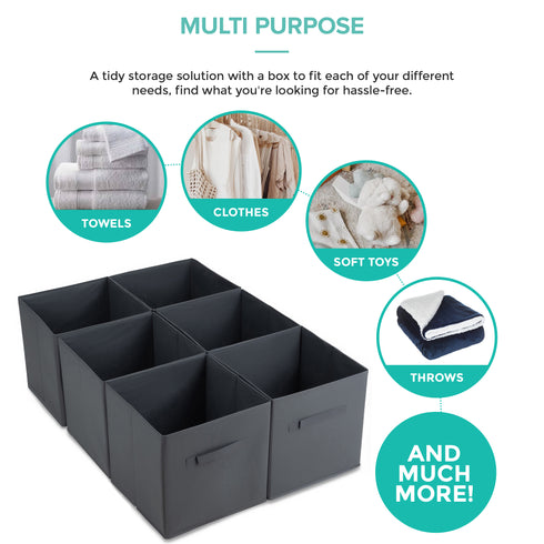 Foldable Storage Cubes Set of 6 - Grey