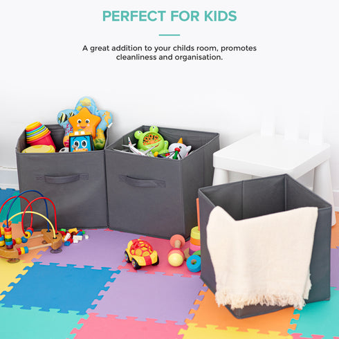 Foldable Storage Cubes Set of 6 - Grey