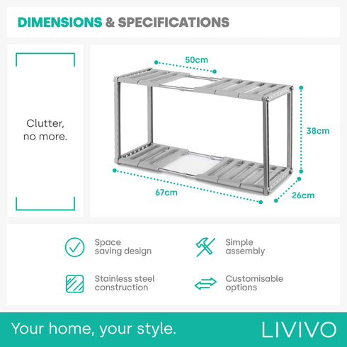 Under Sink Storage Shelf - Grey