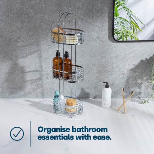 3 Tier Floor Standing Oval Chrome Bathroom Caddy