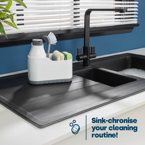 Sink Caddy with Soap Dispenser - White