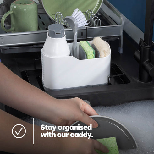 Sink Caddy with Soap Dispenser - White