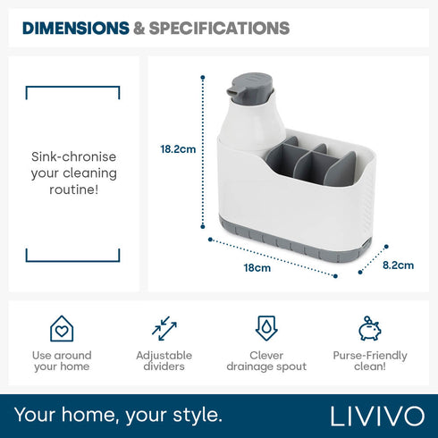 Sink Caddy with Soap Dispenser - White