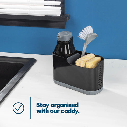 Sink Caddy with Soap Dispenser - Black