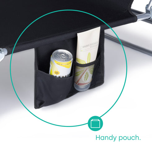 Folding Sun Lounger with Sun Shade - Black