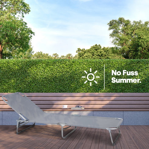 Folding Sun Lounger - Grey