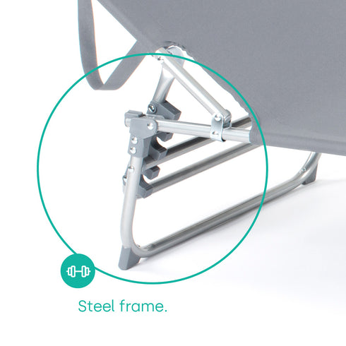 Folding Sun Lounger - Grey