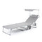 Folding Sun Lounger with Sun Shade - Grey