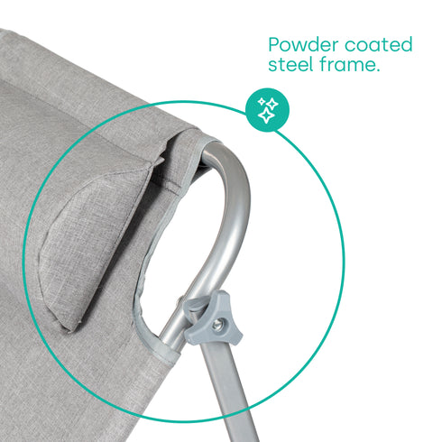 Folding Sun Lounger with Sun Shade - Grey