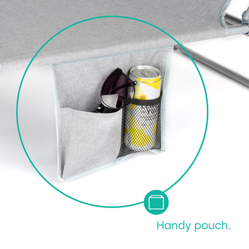 Folding Sun Lounger with Sun Shade - Grey