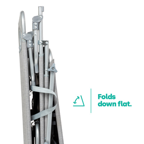 Folding Sun Lounger with Sun Shade - Grey