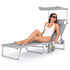 Folding Sun Lounger with Sun Shade - Grey