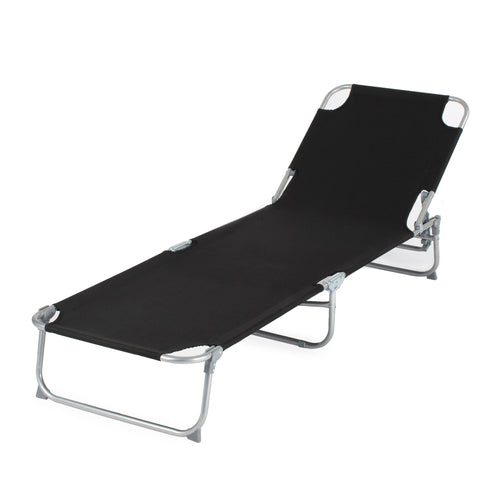 Folding Sun Lounger - Black