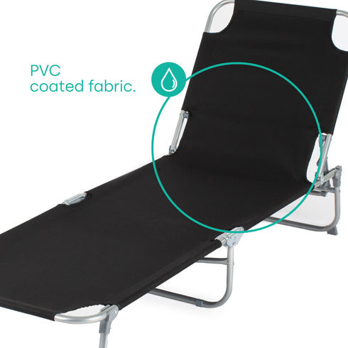 Folding Sun Lounger - Black