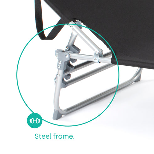 Folding Sun Lounger - Black