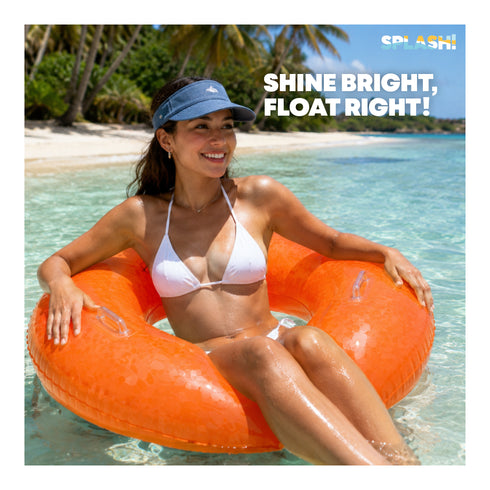 Splash! Inflatable Swim Ring 105cm Holographic Diamond Print Float with Handles - Neon Orange