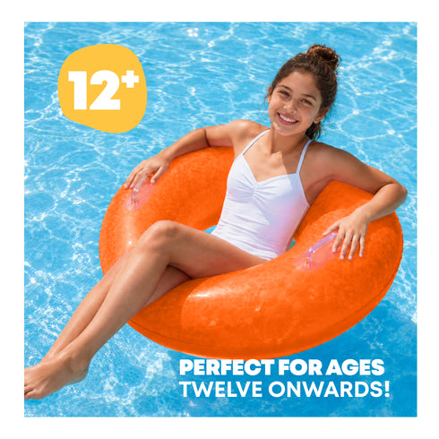Splash! Inflatable Swim Ring 105cm Holographic Diamond Print Float with Handles - Neon Orange