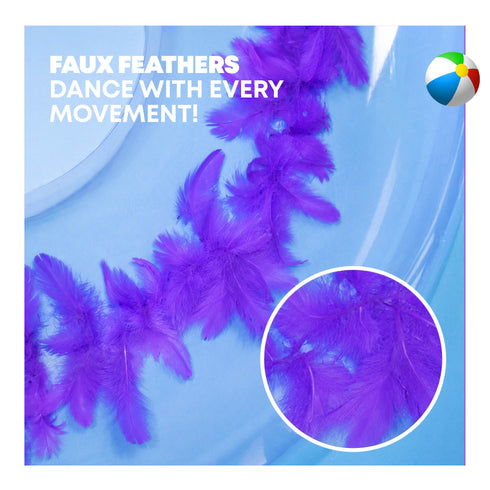 Splash! Inflatable Swim Ring 105cm - Transparent Feather-Filled Pool Float - Purple