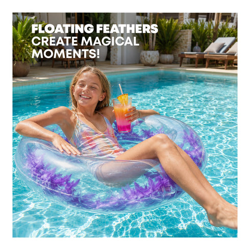 Splash! Inflatable Swim Ring 105cm - Transparent Feather-Filled Pool Float - Purple